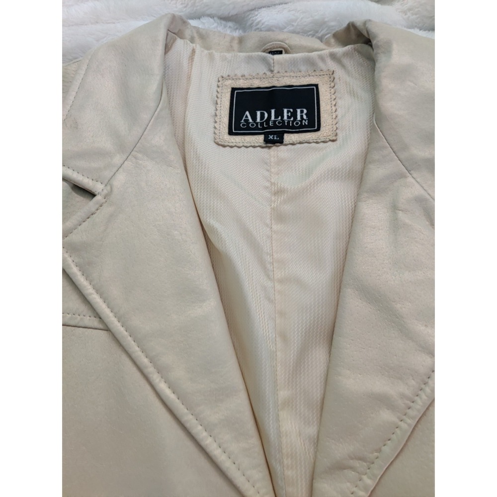 Adler Collection Men's Beige Genuine Leather Blazer, Button, Lined, XL